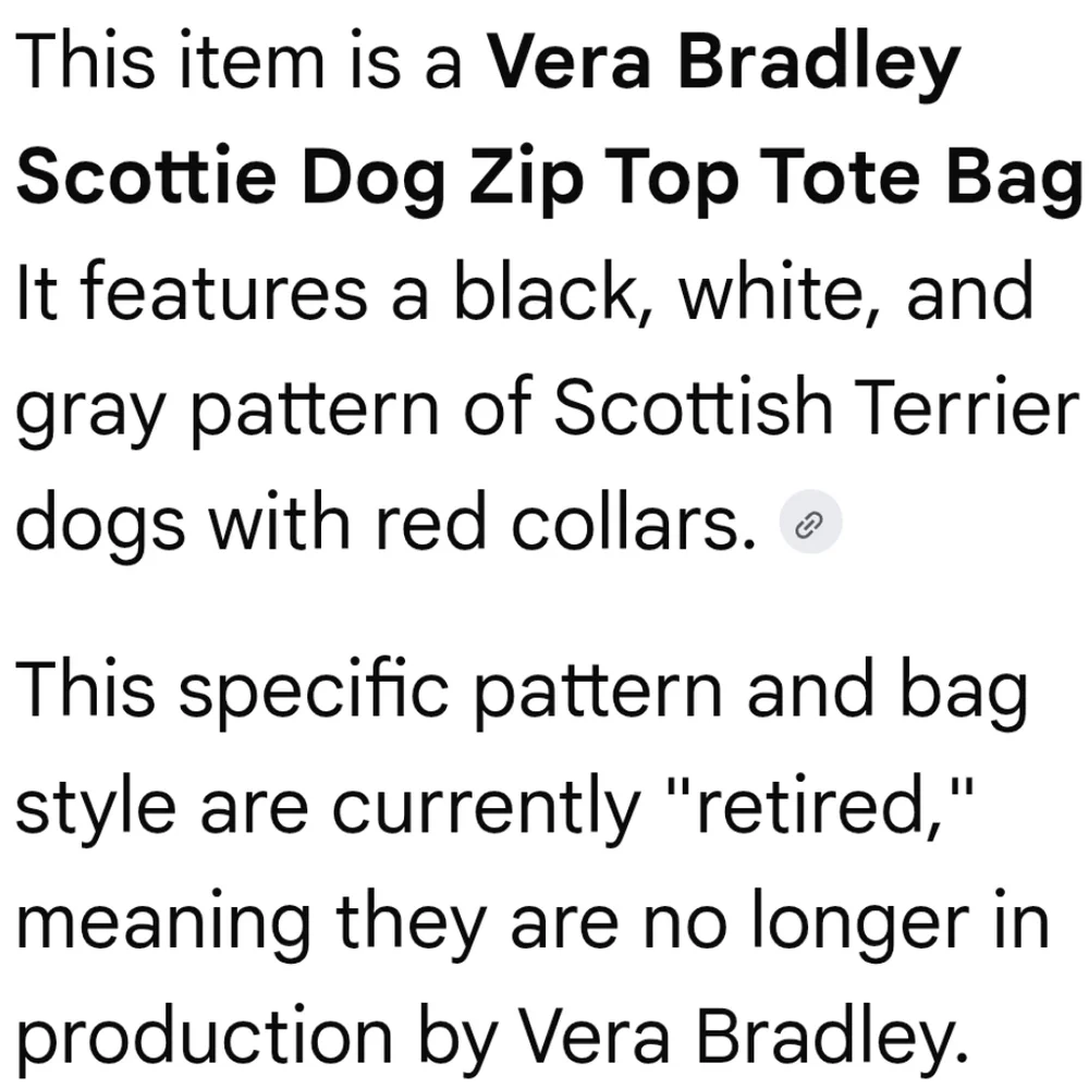 Vera Bradley Scotty Dog Tote Bag NWT Retired Bag